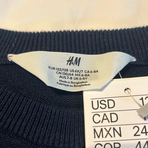 NWT H&M Navy Blue Cotton Sweater Size 7 - Picture 4 of 7